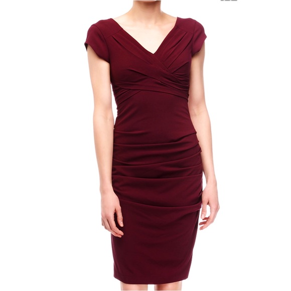 BCBGMaxAzria Dresses & Skirts - BCBGMaxazria Vita Ruched Sheath Dress in Bordeaux